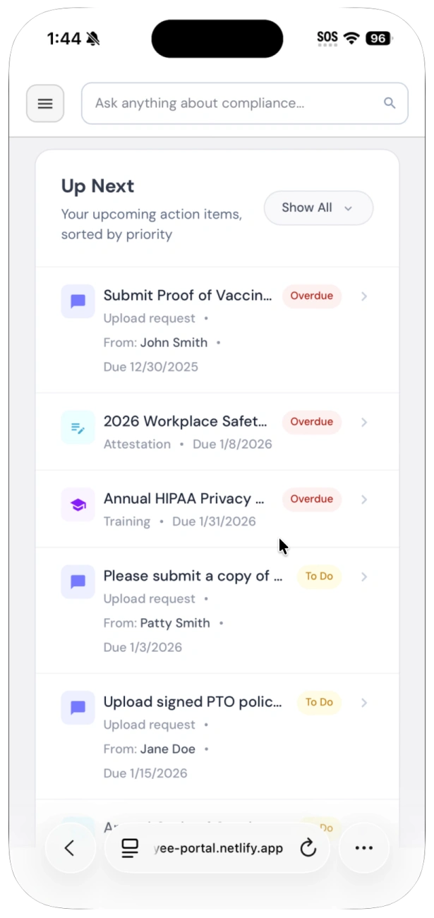 Employee Portal Mockup